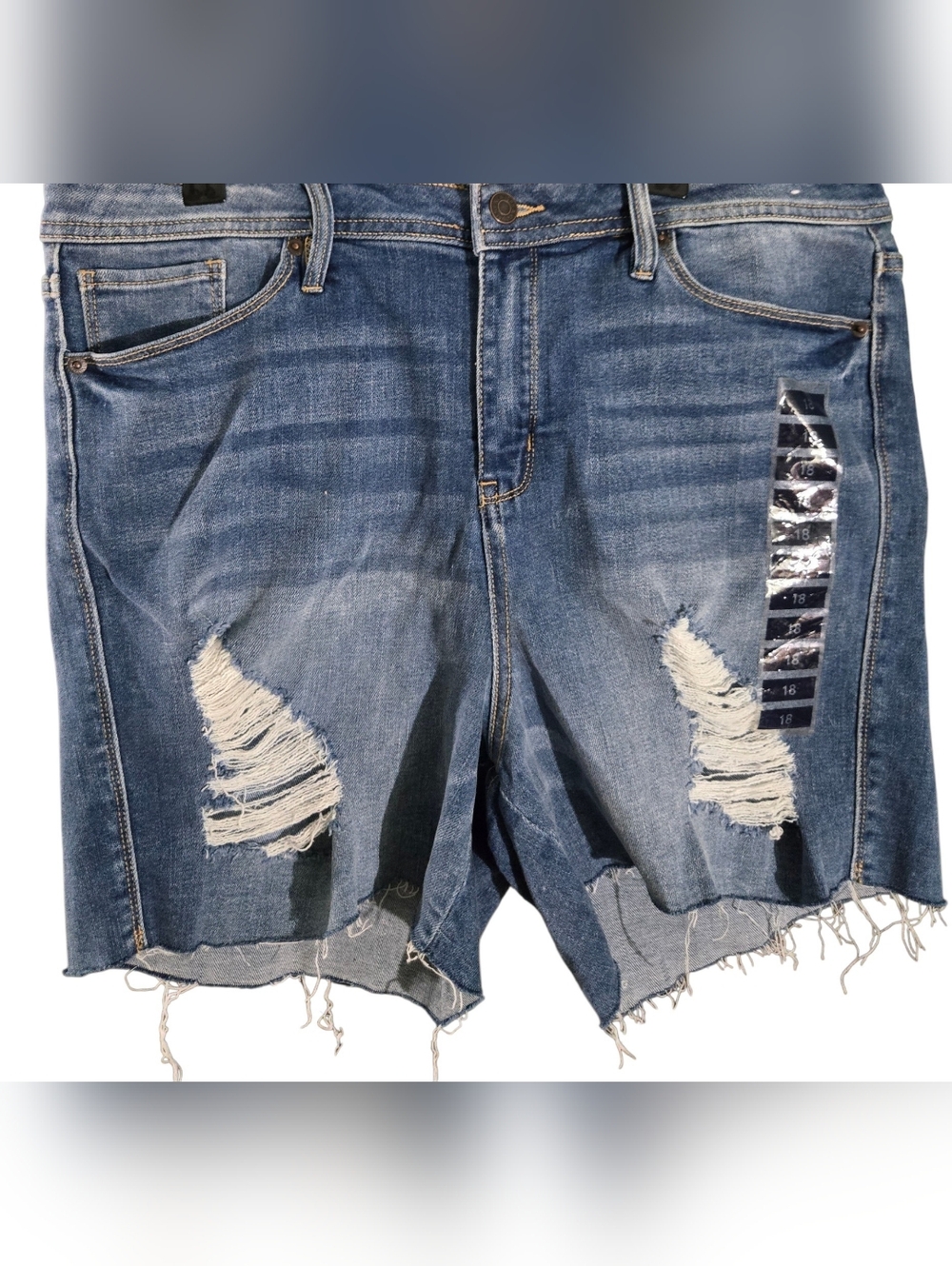 New York & Company Distressed Blue Denim Cutoff Shorts NWT Size 18